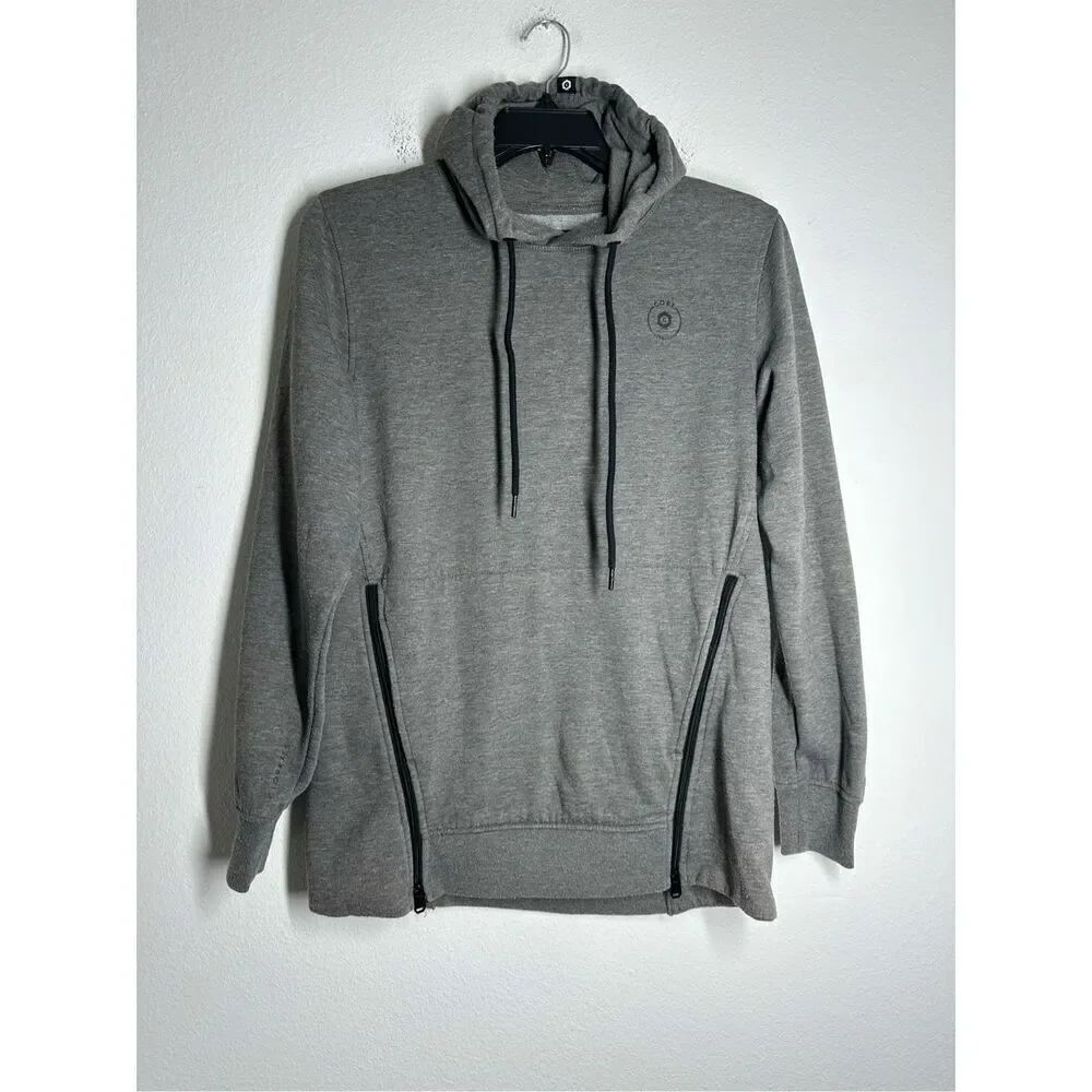Core By Jack & Jones Men’s Gray Hoodie Zip Trim Size L Elbows Patch